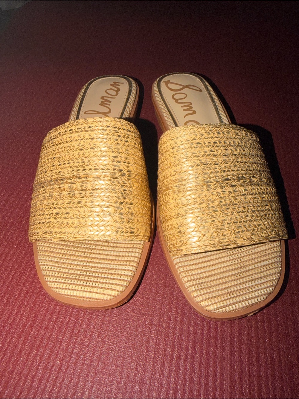Sam Edelman Beige Woven Slide Mules